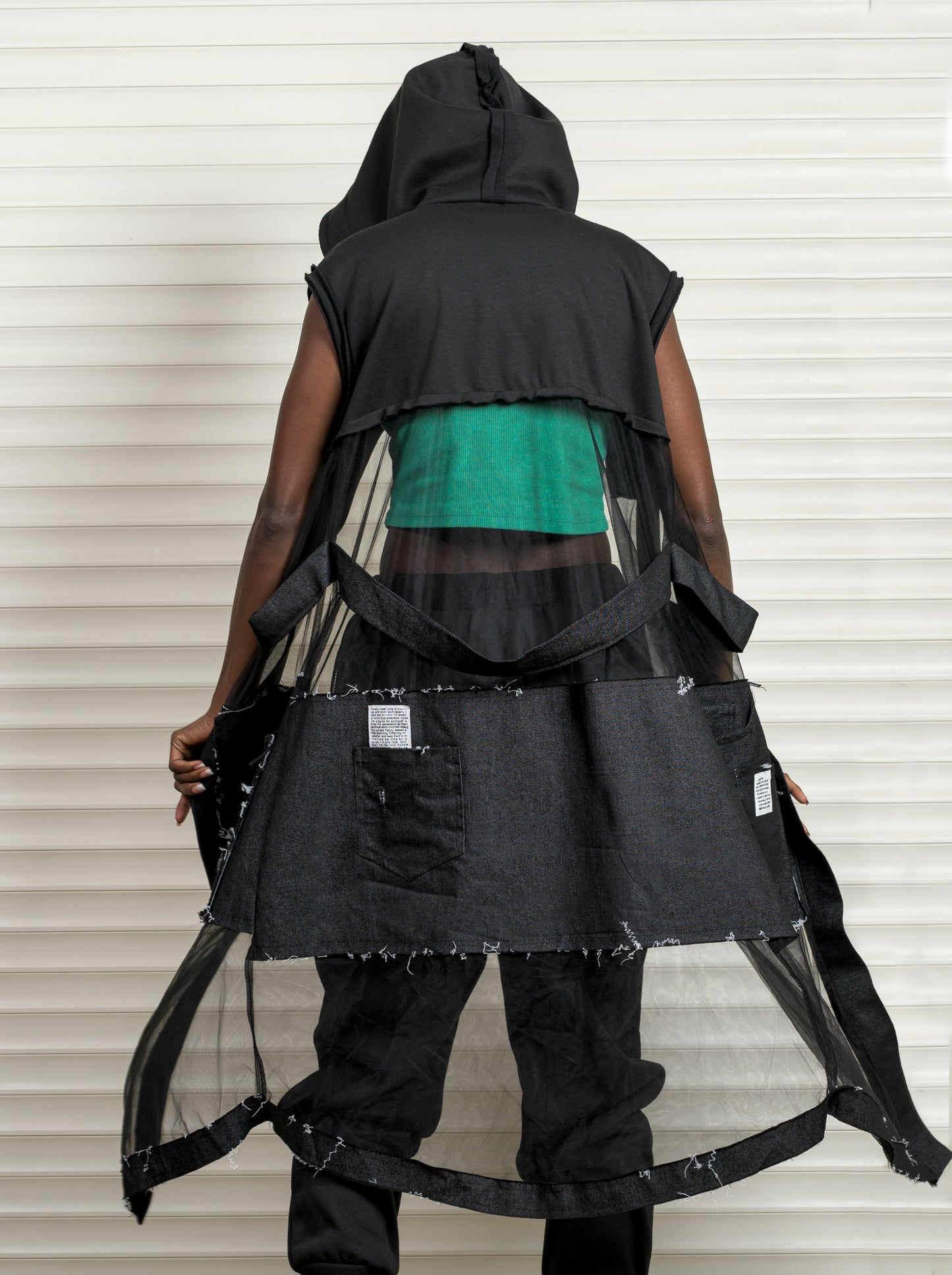 Mixed Fabrics Sleeveless Vest